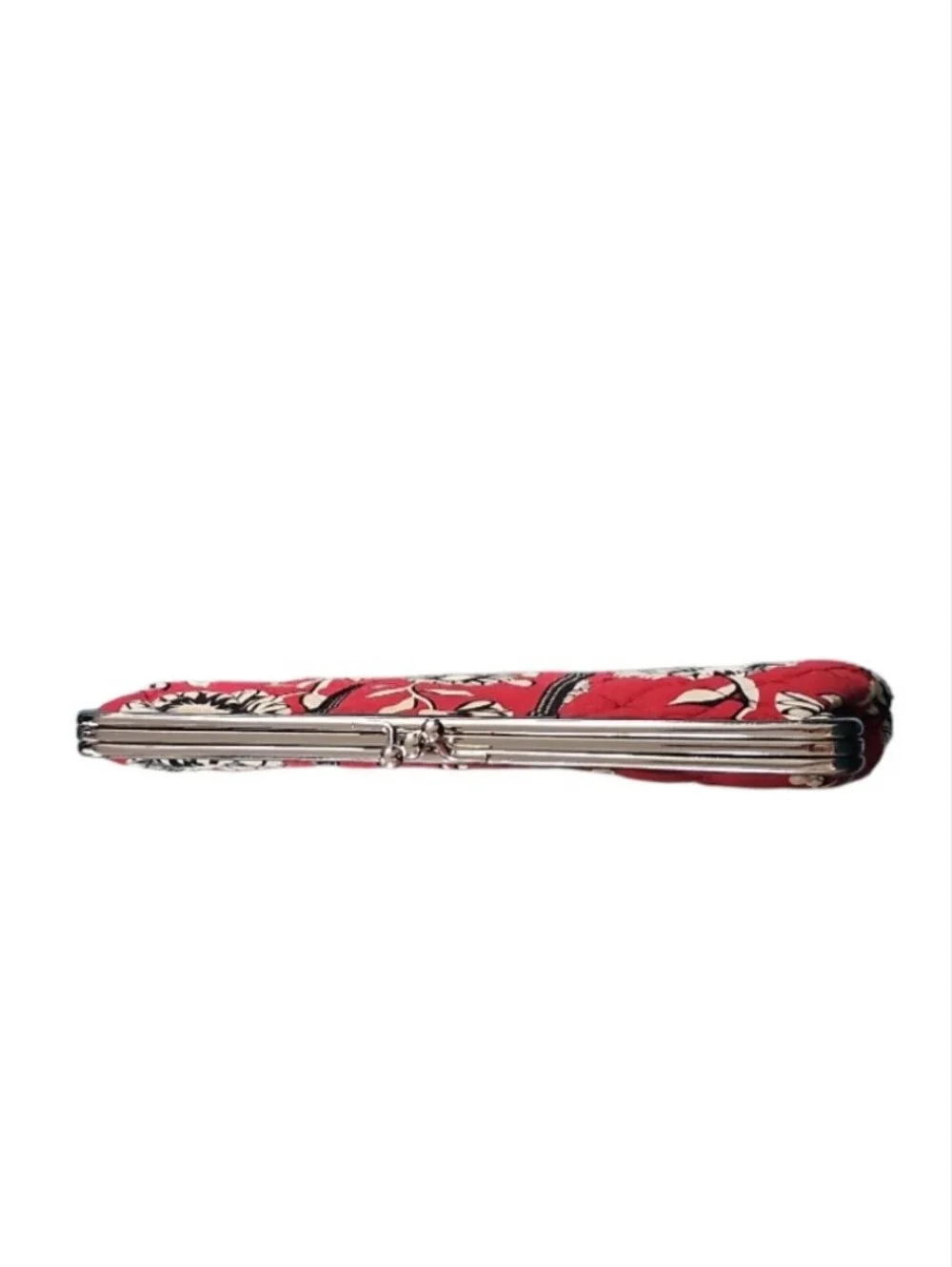 Vera Bradley Deco Daisy Double Kiss Lock Wallet Retired Floral Clutch Red White - Picture 6 of 14